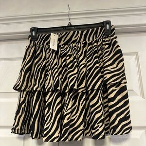 Francesca's Collections Black and Cream Zebra Mini Skirt